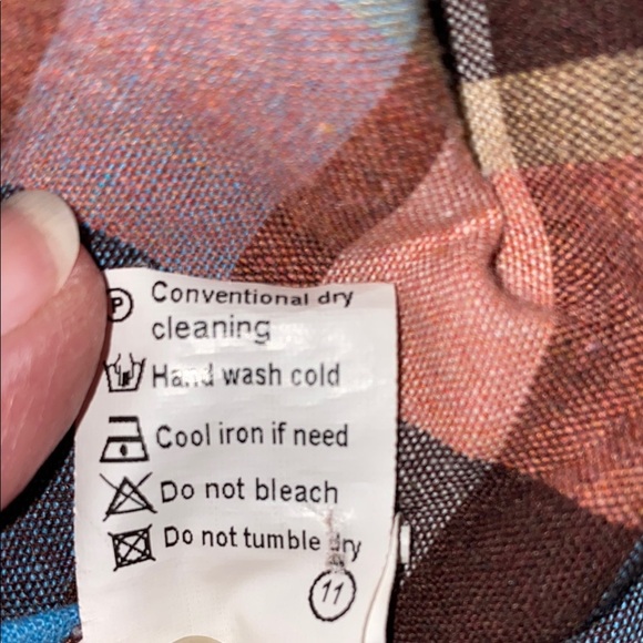 ASVIVID Plaid Tunic button up roll tab long sleeves leopard print accents size L - Picture 7 of 11